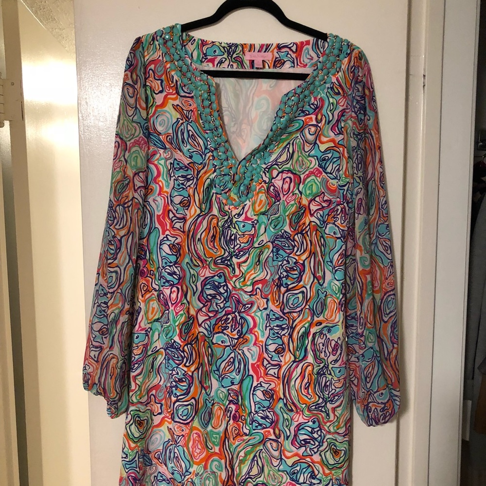 Lilly Pulitzer Silk Beaded Tunic Dress